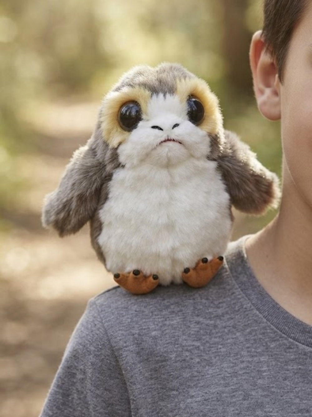 Disney Star Wars Porg Plush Talking Shoulder Buddy - Gray White Yellow